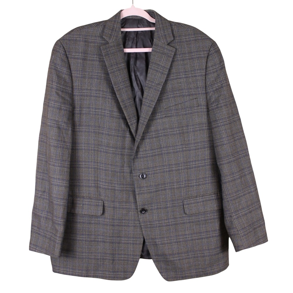 Mens Michael Kors Classic Fit Business Casual Preppy Gray Blue Plaid Blazer L